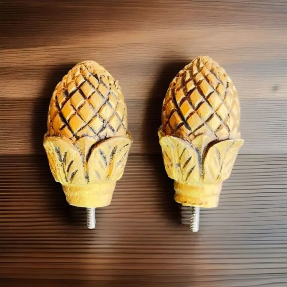 Pair Of Vintage Pineapple Style Lamp Finials, Resin, Gold‎ Finish, 3